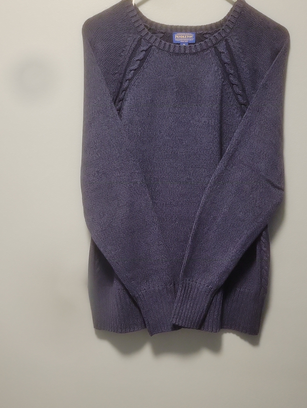 Pendleton Navy Cable-Raglan Crewneck Sweater
